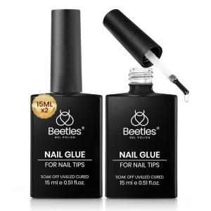 imageBeetles 9 In 1 Nail Glue Gel 2Pcs 20ml Large Size Set for Nail Tips amp Clear PressOn Nails SelfLeveling Extension Gel Designed for Frequent Use DIY amp Salon Ready UVLED Cured02Pcs 15ml Gel Nail Glue