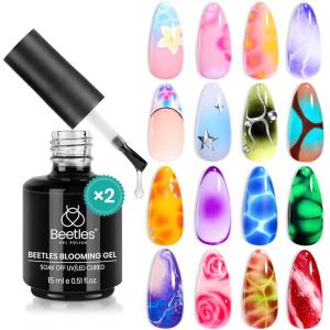 imageBeetles Blooming Gel for Nails  Easy Blooming Nail Art Gel for Floral amp Marble Designs UVLED Cure Soak Off DIY at Home Gift for Women2 Pcs Blooming Nail Gel