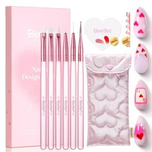 imageBeetles Blooming Gel for Nails  Easy Blooming Nail Art Gel for Floral amp Marble Designs UVLED Cure Soak Off DIY at Home Gift for WomenValentines Nail Art Brushes 6pcs