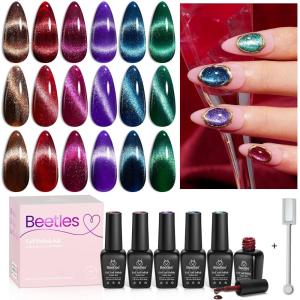 imageBeetles Bubbly Mixology Cat Eye Gel Nail Polish Set  8 Colors Pastel Spring Shimmer Glitter Gel Polish Kit Pink Blue Orange Green Yellow Purple Velvet Gel Soak Off UV DIY Manicure Gift for Women00Brilliant Velvet