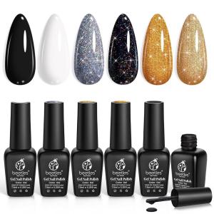 imageBeetles Bubbly Mixology Cat Eye Gel Nail Polish Set  8 Colors Pastel Spring Shimmer Glitter Gel Polish Kit Pink Blue Orange Green Yellow Purple Velvet Gel Soak Off UV DIY Manicure Gift for Women0Champagne Toast