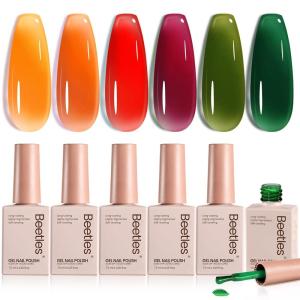 imageBeetles Bubbly Mixology Cat Eye Gel Nail Polish Set  8 Colors Pastel Spring Shimmer Glitter Gel Polish Kit Pink Blue Orange Green Yellow Purple Velvet Gel Soak Off UV DIY Manicure Gift for Women00Autumn Prism