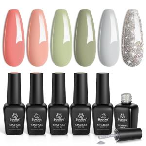imageBeetles Bubbly Mixology Cat Eye Gel Nail Polish Set  8 Colors Pastel Spring Shimmer Glitter Gel Polish Kit Pink Blue Orange Green Yellow Purple Velvet Gel Soak Off UV DIY Manicure Gift for Women0016 Colors Southern Belle