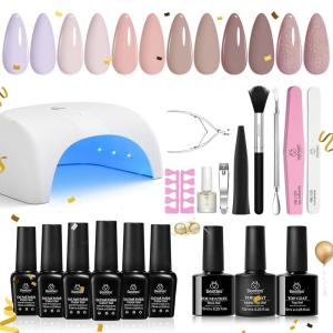 imageBeetles Gel Nail Polish Kit with U V Light and Nail Drill  55Pcs Gel Nails Kit 32 Color LuliCore Polka Set with Base Top Coat Professional Manicure Set Home Salon DIY Gifts for Women Teens Girls0  6 ColorsNude Neutral