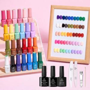 imageBeetles Gel Nail Polish Kit with U V Light and Nail Drill  55Pcs Gel Nails Kit 32 Color LuliCore Polka Set with Base Top Coat Professional Manicure Set Home Salon DIY Gifts for Women Teens GirlsSeasons Impressions Color Bottle Gel