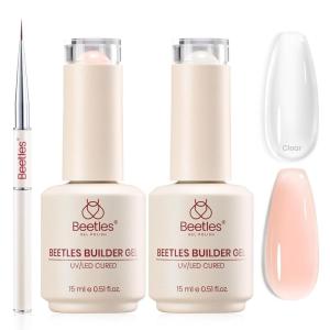imageBeetles HEMAFREE amp TPO FREE Builder Nail GelPeach Skin 2 Colors Strengthening Nails Building Apex amp Extension Clear amp Jelly Nude Pink Builder Gels for Beginner DIY Salon at Home UV amp LED Lamp NeedNew 1Clear  Jelly Nude