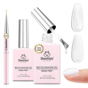 imageBeetles HEMAFREE amp TPO FREE Builder Nail GelPeach Skin 2 Colors Strengthening Nails Building Apex amp Extension Clear amp Jelly Nude Pink Builder Gels for Beginner DIY Salon at Home UV amp LED Lamp NeedC3HEMA  TPO FREE Clear  White