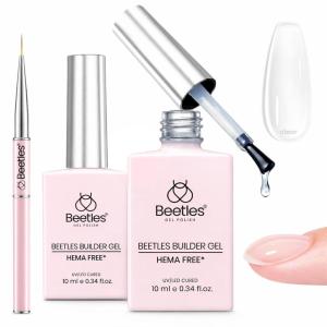 imageBeetles HEMAFREE amp TPO FREE Builder Nail GelPeach Skin 2 Colors Strengthening Nails Building Apex amp Extension Clear amp Jelly Nude Pink Builder Gels for Beginner DIY Salon at Home UV amp LED Lamp NeedC2HEMA  TPO FREE 2 PcsClear