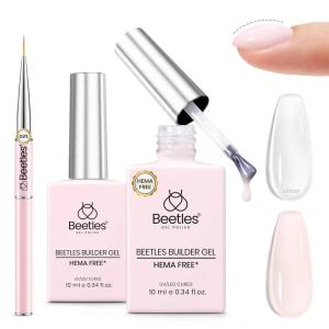 imageBeetles HEMAFREE amp TPO FREE Builder Nail GelPeach Skin 2 Colors Strengthening Nails Building Apex amp Extension Clear amp Jelly Nude Pink Builder Gels for Beginner DIY Salon at Home UV amp LED Lamp NeedC1HEMATPO FreeClear Jelly Nude  Nail Brush