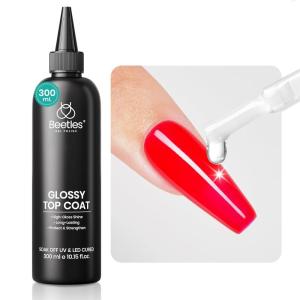 imageBeetles Hema Free Gel Top Coat 2Pcs 15ml  2026 Upgraded Formula Long Lasting No Wipe Top Coat UV LED Gel Polish for DIY at Home amp Salon Manicure300ml No Wipe Gel Top Coat