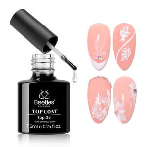 imageBeetles Hema Free Gel Top Coat 2Pcs 15ml  2026 Upgraded Formula Long Lasting No Wipe Top Coat UV LED Gel Polish for DIY at Home amp Salon Manicure4top Coat  Drill Sticker