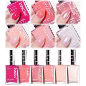 imageBeetles Pink Nail Polish Set  Hearts Aflutter 6 Colors Hot Pink Red Quick Dry Light Pink Spring Nails Polish Set Salon Long Lasting Glitter Gifts for HerHeartbeat Pink