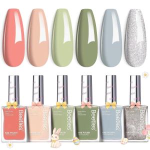 imageBeetles Pink Nail Polish Set  Hearts Aflutter 6 Colors Hot Pink Red Quick Dry Light Pink Spring Nails Polish Set Salon Long Lasting Glitter Gifts for HerBreezes Palette