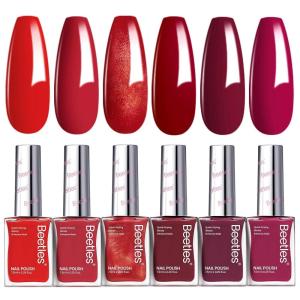 imageBeetles Pink Nail Polish Set  Hearts Aflutter 6 Colors Hot Pink Red Quick Dry Light Pink Spring Nails Polish Set Salon Long Lasting Glitter Gifts for HerBlazing Rose