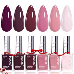 imageBeetles Pink Nail Polish Set  Hearts Aflutter 6 Colors Hot Pink Red Quick Dry Light Pink Spring Nails Polish Set Salon Long Lasting Glitter Gifts for HerTwilight Rose