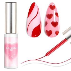 imageBeetles Red Gel Liner Nail Polish 7ml French Tip Gel Nail Polish Swirl Nails Art Paint for Thin French Tip Line Nails Art Soak off Uv Lamp Manicure Salon Gifts for WomenRed Gel Liner