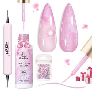 imageBeetles Red Gel Liner Nail Polish 7ml French Tip Gel Nail Polish Swirl Nails Art Paint for Thin French Tip Line Nails Art Soak off Uv Lamp Manicure Salon Gifts for WomenRose Dawn