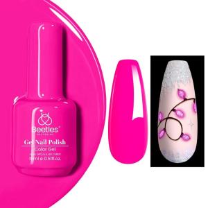 imageBeetles Sweet Crush Glow Pink Cat Eye Gel Nail Polish  15ML Valentines Gel Polish Glitter Pink Cat Eye with Heartshaped Magnet Shimmer Effect Soak Off UV Nail Art DIY Manicure Gifts for Women19Luminous Pink