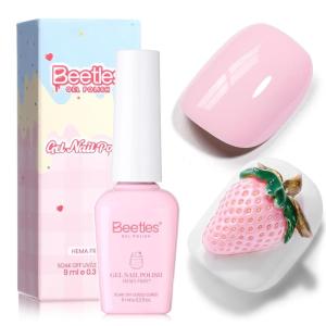 imageBeetles Sweet Crush Glow Pink Cat Eye Gel Nail Polish  15ML Valentines Gel Polish Glitter Pink Cat Eye with Heartshaped Magnet Shimmer Effect Soak Off UV Nail Art DIY Manicure Gifts for WomenStrawberry Milk