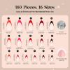 imageBeetles X Press French Tip Toenails  Charm French  Glossy Pink Short Square Press On Toe Nails  150 Pcs 15 Sizes Natural Salon Quality Gel Nail Tips For Women2M AlmondFierce French