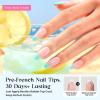 imageBeetles X Press French Tip Toenails  Charm French  Glossy Pink Short Square Press On Toe Nails  150 Pcs 15 Sizes Natural Salon Quality Gel Nail Tips For Women3S SquareFruity Soda French Kit