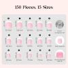 imageBeetles X Press French Tip Toenails  Charm French  Glossy Pink Short Square Press On Toe Nails  150 Pcs 15 Sizes Natural Salon Quality Gel Nail Tips For Women05S SquareDew French