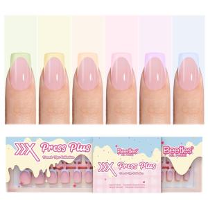 imageBeetles X Press French Tip Toenails  Charm French  Glossy Pink Short Square Press On Toe Nails  150 Pcs 15 Sizes Natural Salon Quality Gel Nail Tips For Women06S SquareSpring Macaron French