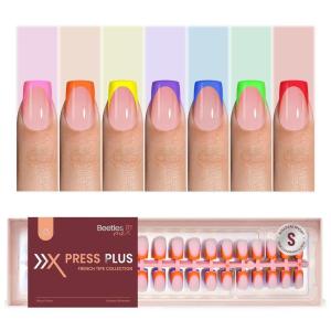 imageBeetles X Press French Tip Toenails  Charm French  Glossy Pink Short Square Press On Toe Nails  150 Pcs 15 Sizes Natural Salon Quality Gel Nail Tips For Women09S SquavalChroma French