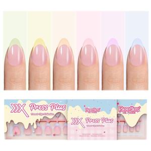 imageBeetles X Press French Tip Toenails  Charm French  Glossy Pink Short Square Press On Toe Nails  150 Pcs 15 Sizes Natural Salon Quality Gel Nail Tips For Women06S Almond Spring Sorbet French