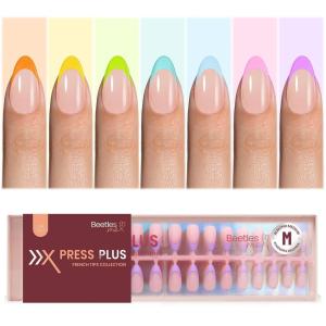 imageBeetles X Press French Tip Toenails  Charm French  Glossy Pink Short Square Press On Toe Nails  150 Pcs 15 Sizes Natural Salon Quality Gel Nail Tips For Women08M AlmondSummer Fruity Soda French