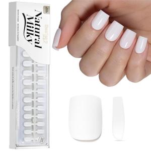 imageBeetles X Press French Tip Toenails  Charm French  Glossy Pink Short Square Press On Toe Nails  150 Pcs 15 Sizes Natural Salon Quality Gel Nail Tips For WomenAShort Square  Natural Milky White