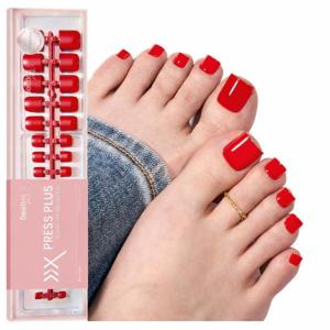 imageBeetles X Press French Tip Toenails  Charm French  Glossy Pink Short Square Press On Toe Nails  150 Pcs 15 Sizes Natural Salon Quality Gel Nail Tips For Women03S Square ToenailsCherry Rouge