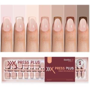 imageBeetles X Press French Tip Toenails  Charm French  Glossy Pink Short Square Press On Toe Nails  150 Pcs 15 Sizes Natural Salon Quality Gel Nail Tips For Women1S SquareMocca Mousse French