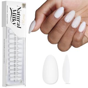 imageBeetles X Press French Tip Toenails  Charm French  Glossy Pink Short Square Press On Toe Nails  150 Pcs 15 Sizes Natural Salon Quality Gel Nail Tips For WomenBShort Almond  Natural Milky White