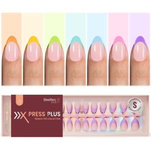 imageBeetles X Press French Tip Toenails  Charm French  Glossy Pink Short Square Press On Toe Nails  150 Pcs 15 Sizes Natural Salon Quality Gel Nail Tips For Women08S AlmondSummer Fruity Tart French