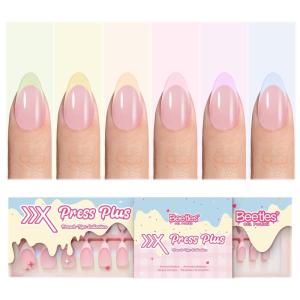 imageBeetles X Press French Tip Toenails  Charm French  Glossy Pink Short Square Press On Toe Nails  150 Pcs 15 Sizes Natural Salon Quality Gel Nail Tips For Women06M Almond Spring Bubble French