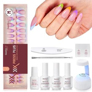 imageBeetles X Press French Tip Toenails  Charm French  Glossy Pink Short Square Press On Toe Nails  150 Pcs 15 Sizes Natural Salon Quality Gel Nail Tips For Women3S SquareFruity Soda French Kit