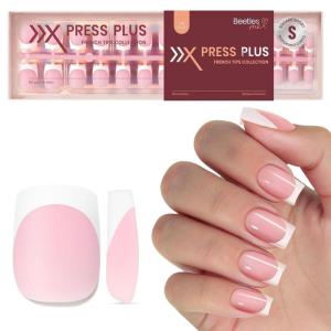 imageBeetles X Press French Tip Toenails  Charm French  Glossy Pink Short Square Press On Toe Nails  150 Pcs 15 Sizes Natural Salon Quality Gel Nail Tips For Women05S SquareDew French