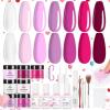 imageBeetles Nail Dip Powder Kit for Building An Apex Clear Dipping Powder with 2 in 1 Base Top Coat Activator Dip System Nail Extension Nail French Manicure Dip Manis Nail Art Kit for Nail StarterClear Pink