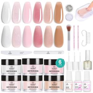 imageBeetles Nail Dip Powder Kit for Building An Apex Clear Dipping Powder with 2 in 1 Base Top Coat Activator Dip System Nail Extension Nail French Manicure Dip Manis Nail Art Kit for Nail StarterGilded Whisper