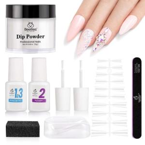 imageBeetles Nail Dip Powder Kit for Building An Apex Clear Dipping Powder with 2 in 1 Base Top Coat Activator Dip System Nail Extension Nail French Manicure Dip Manis Nail Art Kit for Nail StarterBuilding An Apex