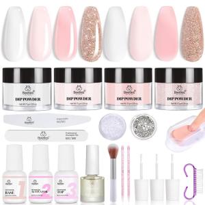 imageBeetles Nail Dip Powder Kit for Building An Apex Clear Dipping Powder with 2 in 1 Base Top Coat Activator Dip System Nail Extension Nail French Manicure Dip Manis Nail Art Kit for Nail Starter00Blush Champagne