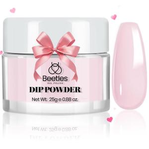 imageBeetles Nail Dip Powder Nude Color 201Oz57g Basic Natural Pastel Dipping Powder Crystal French Nail Art Starter Summer Manicure Salon DIY at Home LongLasting No Lamp Needed Oat MilkNatural Pink