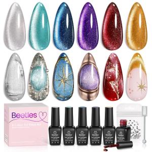 imageBeetles Cat Eye Gel Nail Polish Set 6 Colors Brown Purple Glitter Nude Sparkle Stunning Champagne Burgundy Gold lavender Magnetic Effect Nail U v Gel Polish Art Design Gifts for Women006 Colors Urban Grace Cat Eye