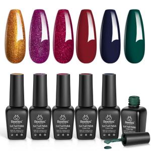 imageBeetles Cat Eye Gel Nail Polish Set 6 Colors Brown Purple Glitter Nude Sparkle Stunning Champagne Burgundy Gold lavender Magnetic Effect Nail U v Gel Polish Art Design Gifts for Women000Boujee Gala