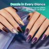 imageBeetles Green Spirit Cat Eye Gel Nail Polish Set  6 Colors Glitter Green Cat Eye Spring Gel Polish Kit Lime Emerald Olive Magnetic Shine Soak Off UV Manicure Gift for Women000Galaxy Beam