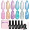 imageBeetles Green Spirit Cat Eye Gel Nail Polish Set  6 Colors Glitter Green Cat Eye Spring Gel Polish Kit Lime Emerald Olive Magnetic Shine Soak Off UV Manicure Gift for WomenPink  Purple  Orange