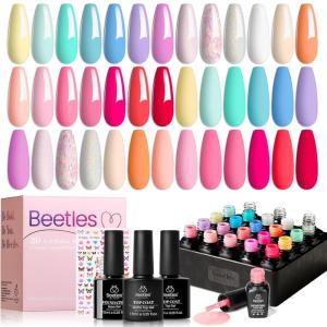 imageBeetles 4th of July Nails Gel Nail Polish Kit with U V Light 6 Colors Red White Blue Independence Day Nail Gift Set HEMAFree TPOFree Gel Polish Base Top Coat Stickers Nail Art Tools DIY for WomenAwakening Alice