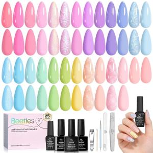 imageBeetles Deal Box Jelly Gel Nail Polish Set Summer Pink Milky White Black Green Cat Eye Jelly Veil Gel Polish Set HEMAFree TPOFree Base Top Coat 36 PCS 25 Colors UV LED Needed DIY Salon Home Gifts0Rainbow Dreamscape