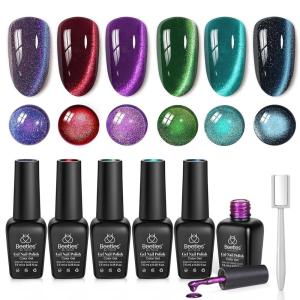 imageBeetles Green Spirit Cat Eye Gel Nail Polish Set  6 Colors Glitter Green Cat Eye Spring Gel Polish Kit Lime Emerald Olive Magnetic Shine Soak Off UV Manicure Gift for Women000Galaxy Beam